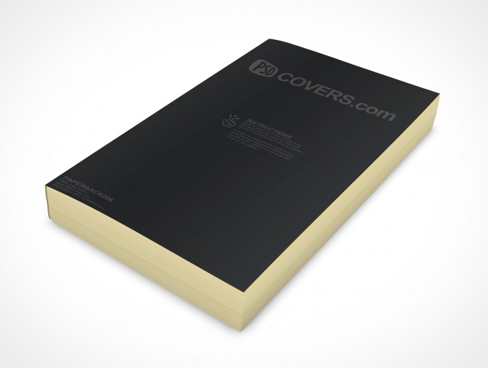 Paperback Book Mockup | High angle 45° front view of standing book