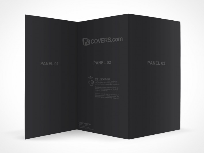 Tri Fold Brochure Mockup | 30° High Angle Front View of 8.5