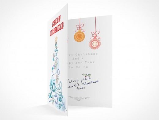 Visualize holiday designs with this Bi-Fold Greeting Card Mockup 3