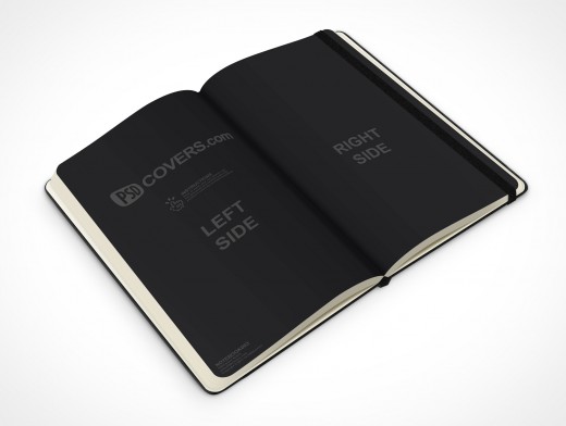 Use PSDCovers to place designs in this Black Notebook Mockup 3