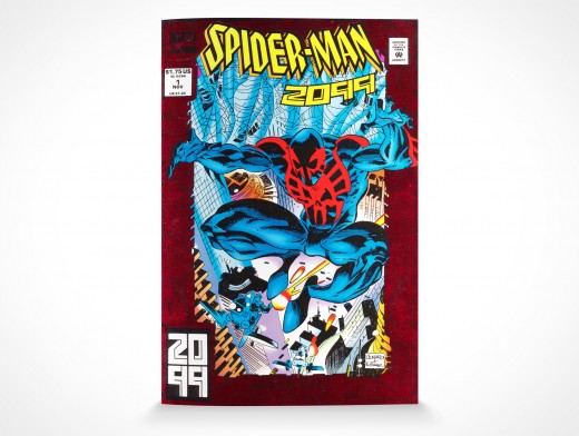 Comic Book Mockup Standing View of Front Cover in Magazine Catalog