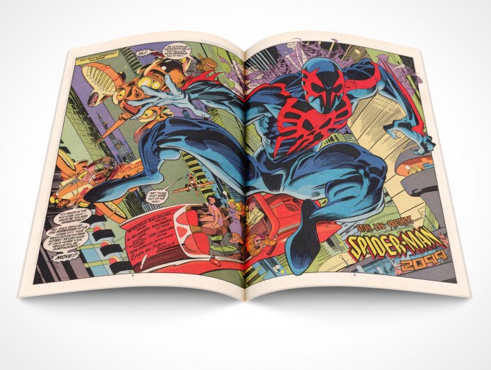 This full Spread Comic Book Mockup 10 previews your layout