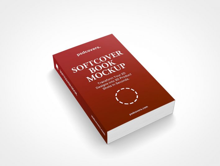 Promote cover layout on this blank 5x8 Softcover Book Mockup 1