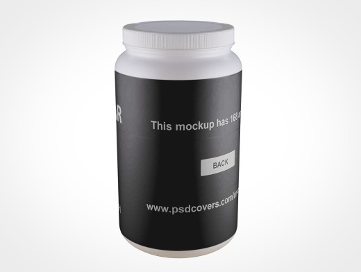 Protein container mockup. Realistic black, silver and gold p