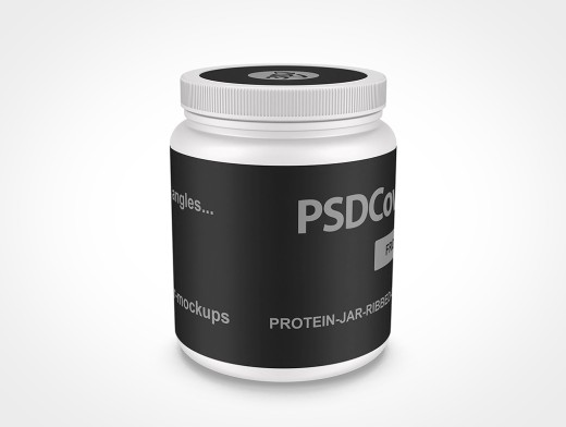 Realistic protein powder container mockup - white plastic jar without a  label, Stock vector